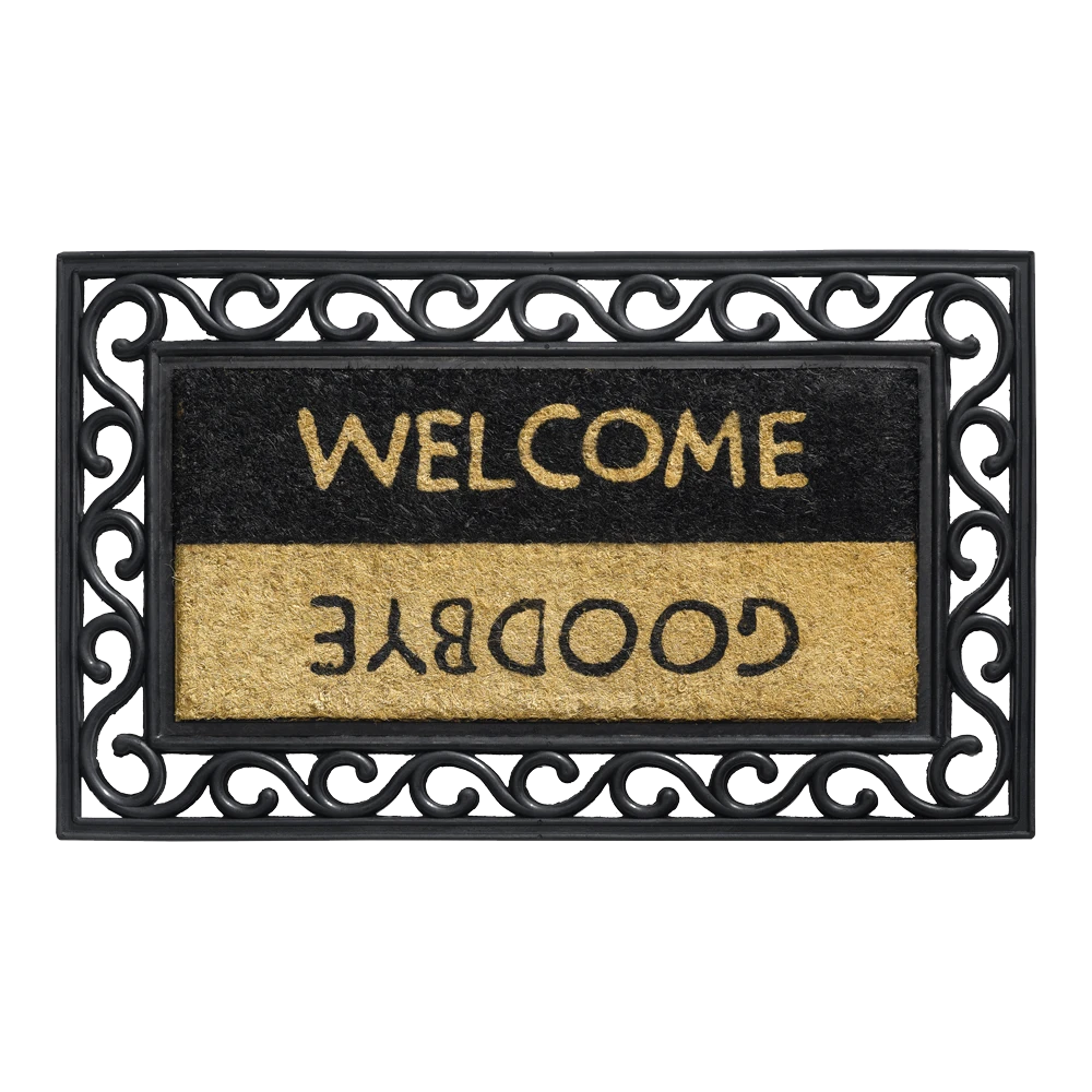 HAMAT Impala Welcome/Goodbye Kokosmat - 75x45cm - Naturel/Zwart - Deurmat