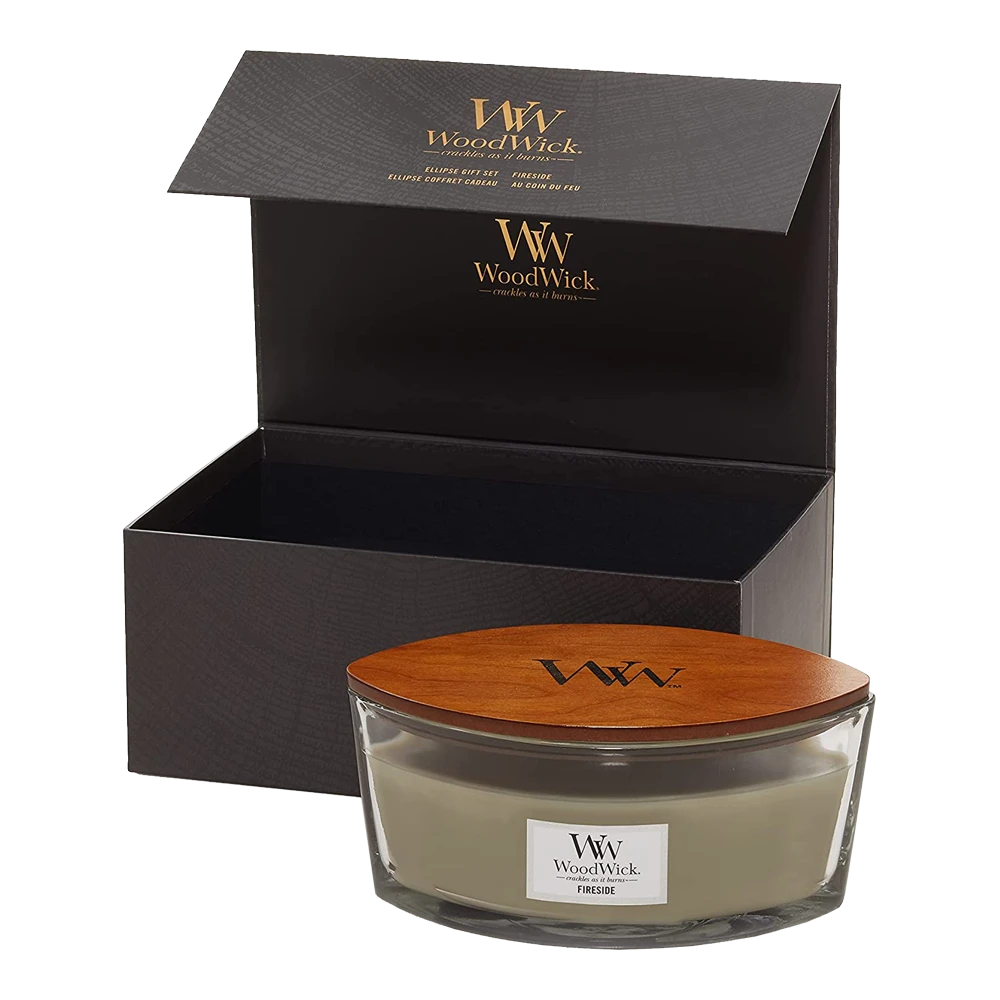 Woodwick Deluxe Gift Set Ellipse Candle Fireside - Geurkaars