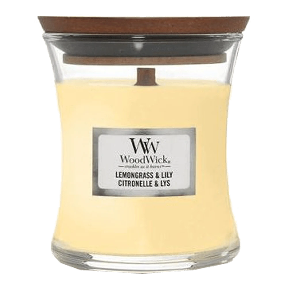 Woodwick Lemongrass & Lily Medium Candle - Geurkaars