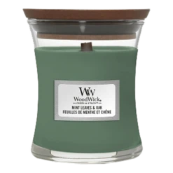 Woodwick Mint Leaves & Oak Mini Candle - Geurkaars