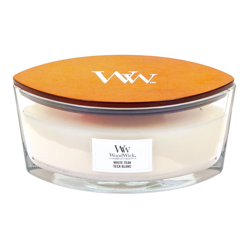Woodwick White Teak Ellipse Candle - Geurkaars