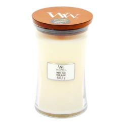 Woodwick White Teak Large Candle - Geurkaars